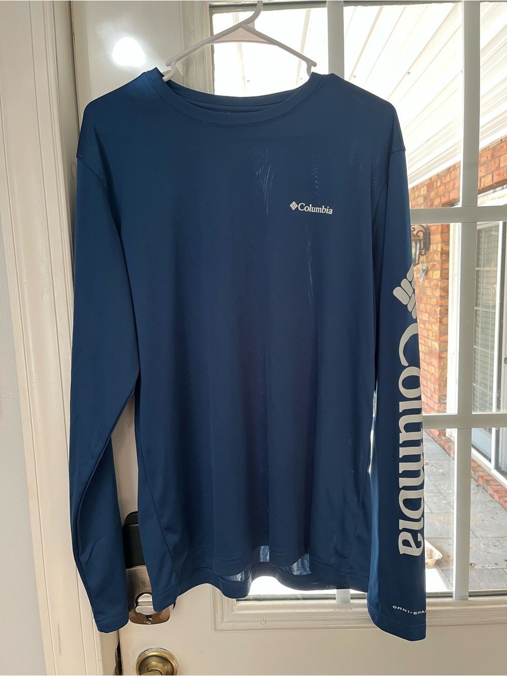 Columbia Navy Long Sleeve Performance Shirt with Sleeve Logo